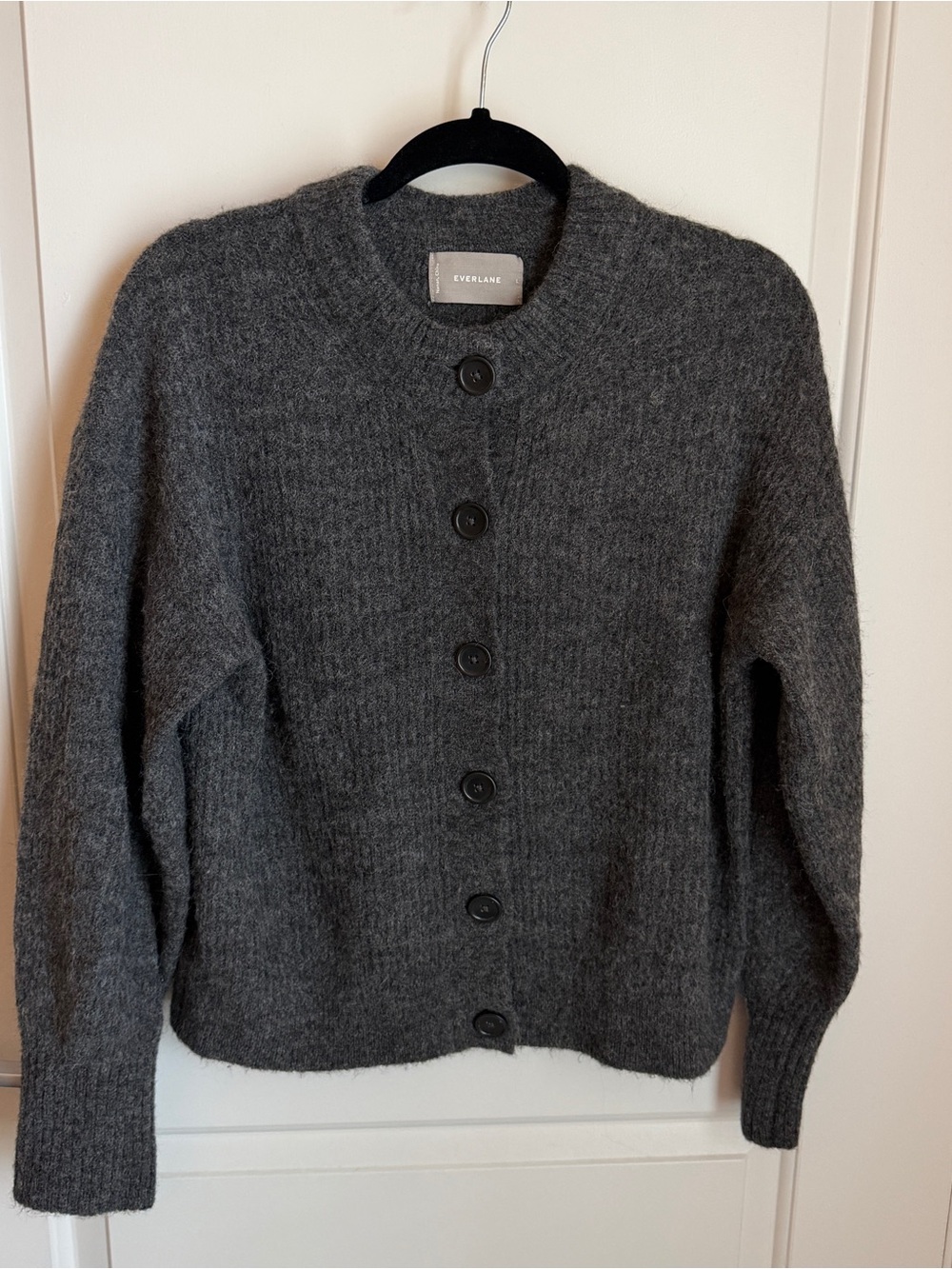 Everlane Charcoal Gray Button-Front Wool Blend Cardigan